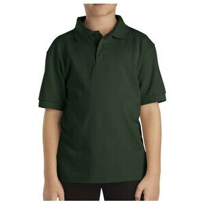 NWT Dickies Boys Size XL (18/20) Hunter Green Pique Polo Short Sleeve Shirt